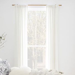 Pottery Barn Belgian Flax Linen Curtains Bundle, Cotton Lining, 50x96”, White
